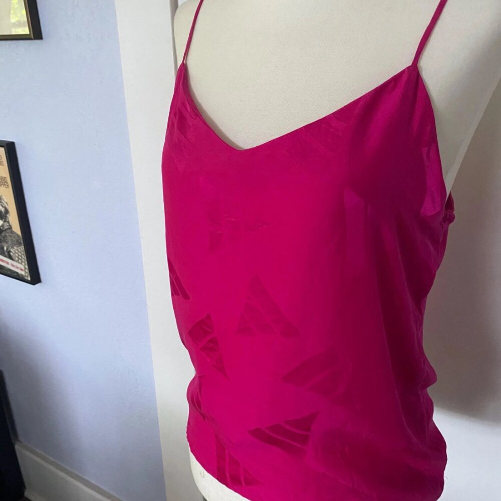 Vintage 1980s Silk Camisole Tank Magenta Pink Petite size 8